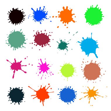 Beyaz arka plan üzerinde renkli boya su sıçramalarına kümesi .