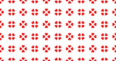 Red and pink love heart seamless pattern illustration on white background. Valentine's day holiday backdrop texture. Valentines day background. 