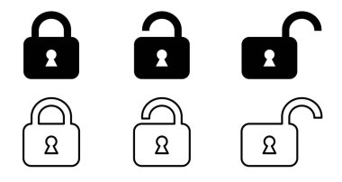 Black lock icons set. Lock  icon on white background. Lock and unlock symbol. 