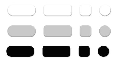 Set of 3D buttons with realistic shadow on white background. Set of buttons for the site.