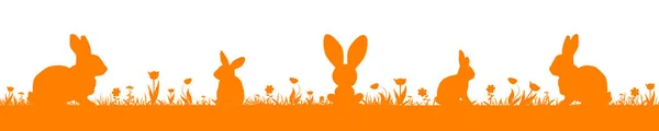 Silhouette Von Kaninchen Einem Feld Isoliert Auf Weißem Hintergrund Osterkonzept — Stockfoto