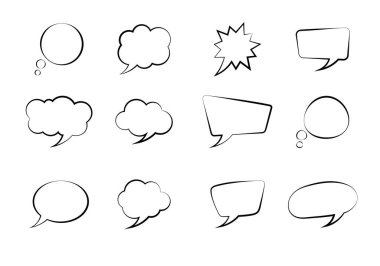 Konuşma balonu beyaz arkaplanda izole edildi. Metin, düşünce, konuşma, mesaj, diyalog için.