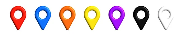 Symbole Lokalizacji Kolorów Ustawione Białym Tle Wyszukiwanie Mapy Trasa Nawigator — Zdjęcie stockowe