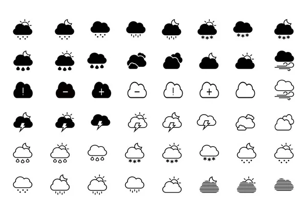 Set of weather icons isolated on white background.