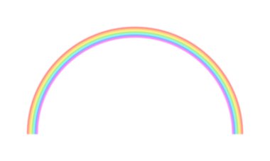 Beyaz arkaplanda izole edilmiş şeffaf efektli gökkuşağı