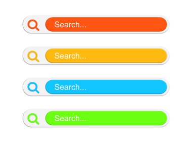 UI UX tasarımı ve beyaz arkaplanda izole edilmiş web sitesi şablonları için arama çubuğu koleksiyonu.