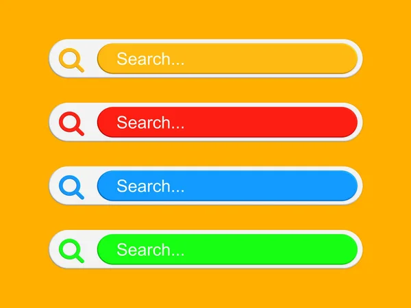 Kolekce Vyhledávacích Pruhů Pro Design Šablony Webových Stránek Izolované Oranžovém — Stock fotografie
