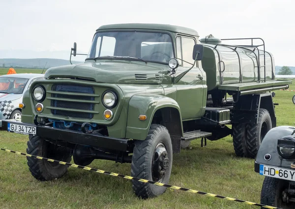 Targu Jiu Gorj Rumania Abril 2023 Vehículo Militar Vintage Exposición —  Fotos de Stock