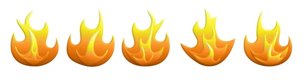 Arancio Fuoco Icone Impostato Isolato Sfondo Bianco Incendio Logo Fiamma — Foto Stock