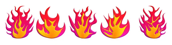 3D橙色火灾图标设置隔离在白色背景 火焰标志 — 图库照片