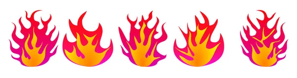 Orange Fire Icons Set Isolated White Background Fire Flame Logo — Stock Photo, Image