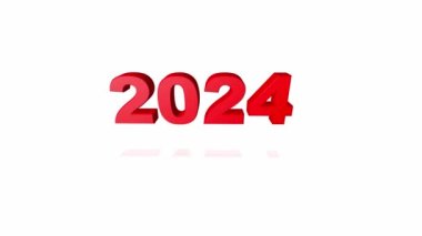 Yüksek kaliteli yeni yıl animasyonu. Metin 2023 2024 'e geçiyor. Mutlu yıllar konsepti. 4k UHD çözünürlüğü