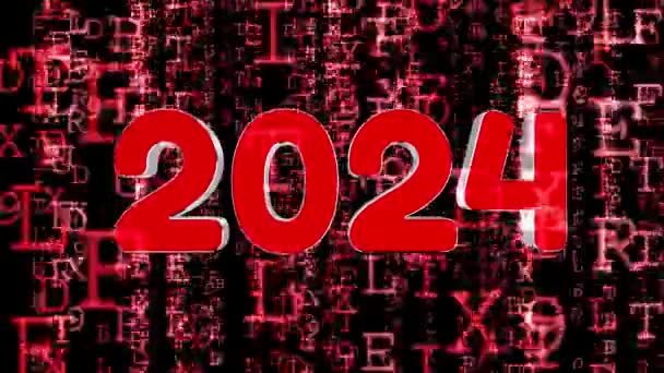 高质量的2024新年动画设定在矩阵风格的背景 4K分辨率 — 图库视频影像