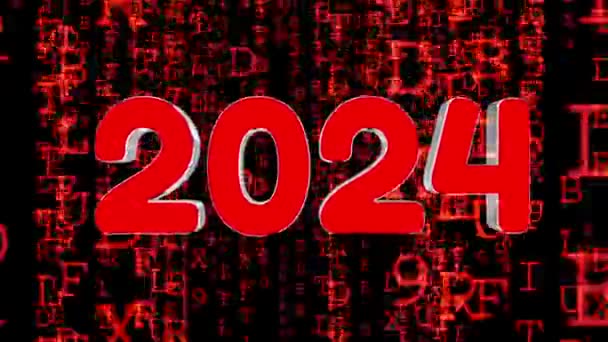 High Quality 2024 New Year Animation Set Matrix Style Background — Stock Video