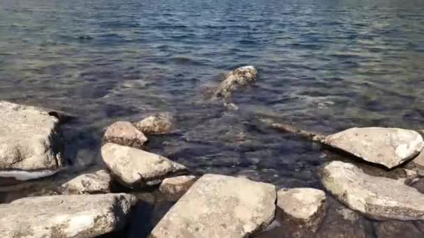 Brzeg Jeziora Bucura Parku Narodowym Retezat Rumunia Jest Jezioro Lodowcowe — Wideo stockowe