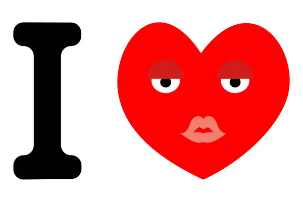 stock image Vector message I love with red heart on transparent background. Love concept.