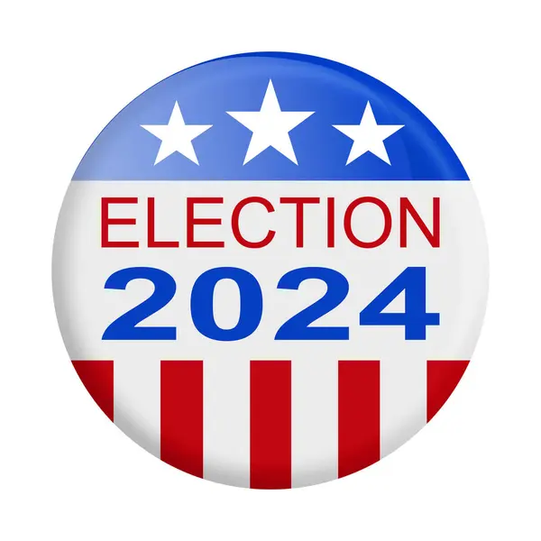 2024 Amerika başkanlık seçimleri için şeffaf bir arkaplanda izole edilmiş bir rozetin vektör çizimi.