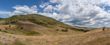 Valcan Dağları 'ndaki dağ manzarası, Romanya' nın Sohodol Vadisi bölgesi. Panoramik görünüm.