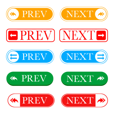 Web tasarımı için önce ve sonraki düğme ayarlandı. Vektör illüstrasyonu.