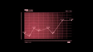 Fütüristik animasyon arka planda dijital veri kodu ve HUD elemanları ile örtüşür. 4K bilgisayar animasyonu.