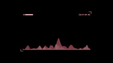 Fütüristik animasyon arka planda dijital veri kodu ve HUD elemanları ile örtüşür. 4K bilgisayar animasyonu.