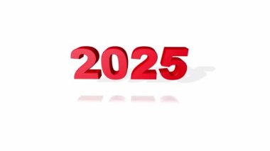 Yüksek kalite yeni yıl animasyon seti. Metin 2024 2025 'e geçiyor. Mutlu yıllar konsepti. 4k UHD çözünürlüğü