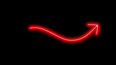 Siyah zemin üzerinde parlak oklar bulunan video animasyon seti. 4k çözünürlüğü.