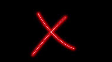 Siyah arkaplanda farklı neon ışıklı grafik işaretleri olan video animasyon seti. 4k çözünürlüğü.