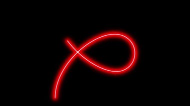 Siyah arkaplanda farklı neon ışıklı grafik işaretleri olan video animasyon seti. 4k çözünürlüğü.