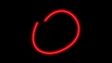 Siyah arkaplanda farklı neon ışıklı grafik işaretleri olan video animasyon seti. 4k çözünürlüğü.