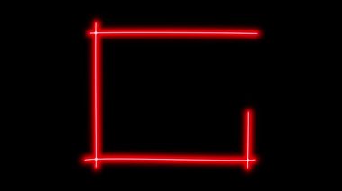 Siyah arkaplanda farklı neon ışıklı grafik işaretleri olan video animasyon seti. 4k çözünürlüğü.