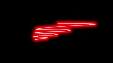 Siyah arkaplanda farklı neon ışıklı grafik işaretleri olan video animasyon seti. 4k çözünürlüğü.