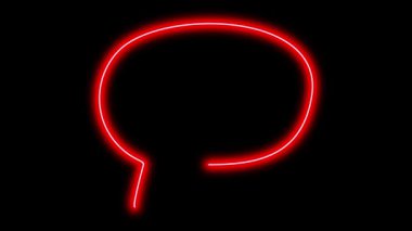 Siyah arkaplanda farklı neon ışıklı grafik işaretleri olan video animasyon seti. 4k çözünürlüğü.