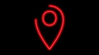 Siyah arkaplanda farklı neon ışıklı grafik işaretleri olan video animasyon seti. 4k çözünürlüğü.