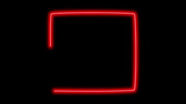 Siyah arkaplanda farklı neon ışıklı grafik işaretleri olan video animasyon seti. 4k çözünürlüğü.