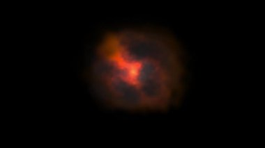 Siyah arka planda yanan ateş topu. 4k çözünürlüğü.