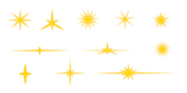 Şeffaf arkaplanda izole edilmiş parlayan yıldız kümesi. 