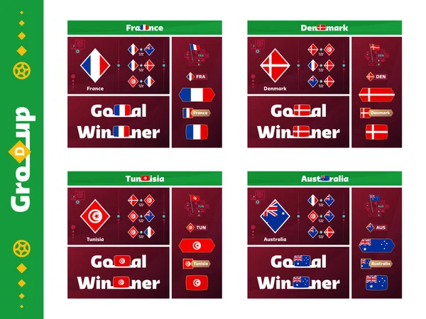 Futebol 2022 Cup Group France Austrália Denmark Tunisia Design Media —  Vetores de Stock