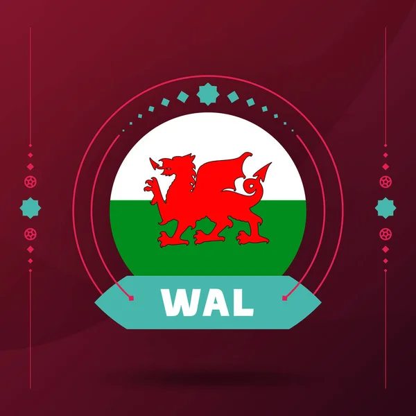 Wales Vlag Voor 2022 Voetbal Cup Toernooi Geïsoleerde Nationale Teamvlag — Stockvector