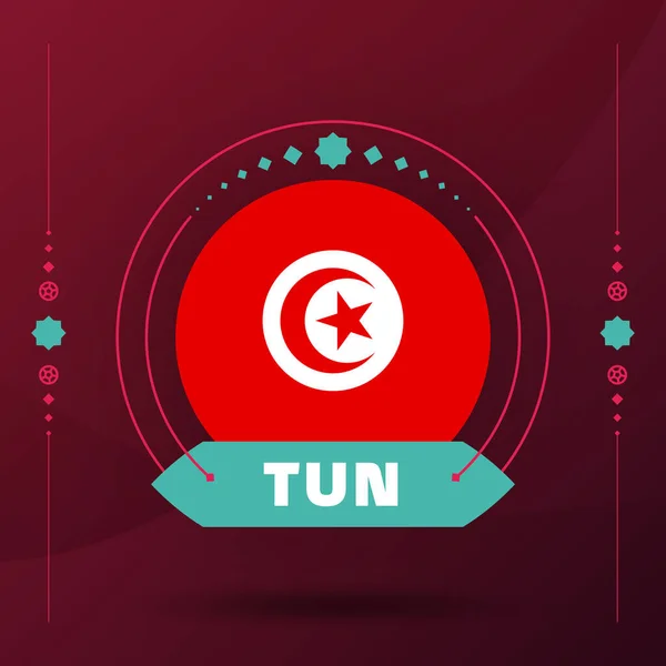 Tunisiaflagga För 2022 Fotboll Cup Turnering Isolerad National Team Flagga — Stock vektor