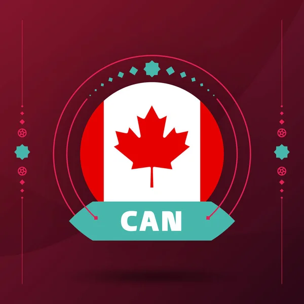 Bandera Canadá Para Torneo Copa Fútbol 2022 Aislado Bandera Selección — Vector de stock