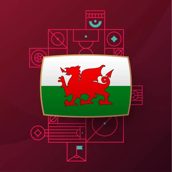Wales Vlag Voor 2022 Voetbal Cup Toernooi Geïsoleerde Nationale Teamvlag — Stockvector