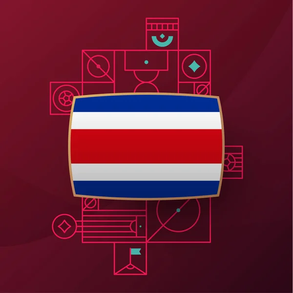 Costa Rica Flagga För 2022 Fotboll Cup Turnering Isolerad National — Stock vektor