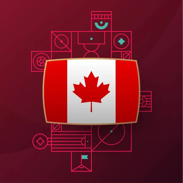 Bandera Canadá Para Torneo Copa Fútbol 2022 Aislado Bandera Selección — Vector de stock
