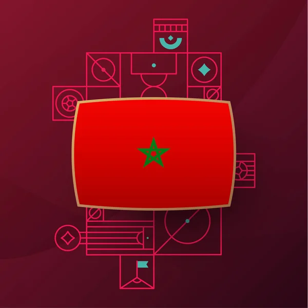 Marokko Flagge Für Fußball 2022 Isolierte Nationalmannschaftsfahne Mit Geometrischen Elementen — Stockvektor
