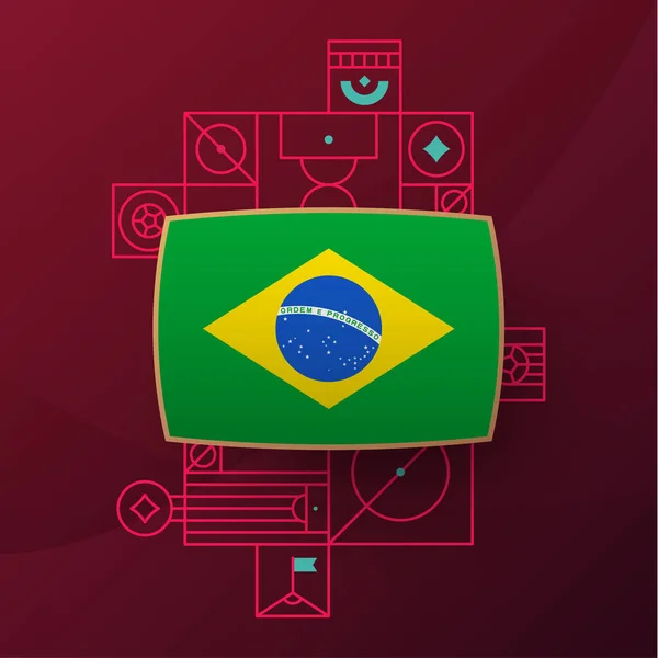 Brasiliens Fahne Für Das Fußball Turnier 2022 Isolierte Nationalmannschaftsfahne Mit — Stockvektor