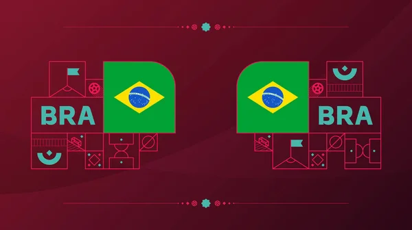 Drapeau Brésilien Pour 2022 Tournoi Coupe Football Drapeau Isolé Équipe — Image vectorielle