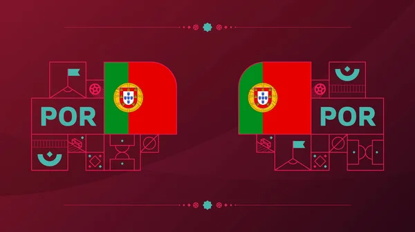 Drapeau Portugais Pour 2022 Tournoi Coupe Football Drapeau Isolé Équipe — Image vectorielle