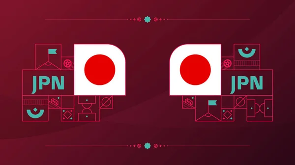 Japansk Flagga För 2022 Fotboll Cup Turnering Isolerad National Team — Stock vektor