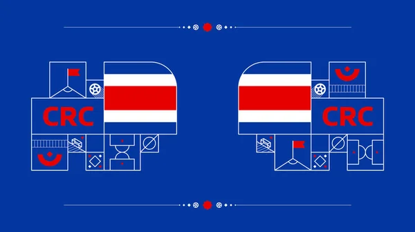 Drapeau Costa Rica Pour 2022 Tournoi Coupe Football Drapeau Isolé — Image vectorielle